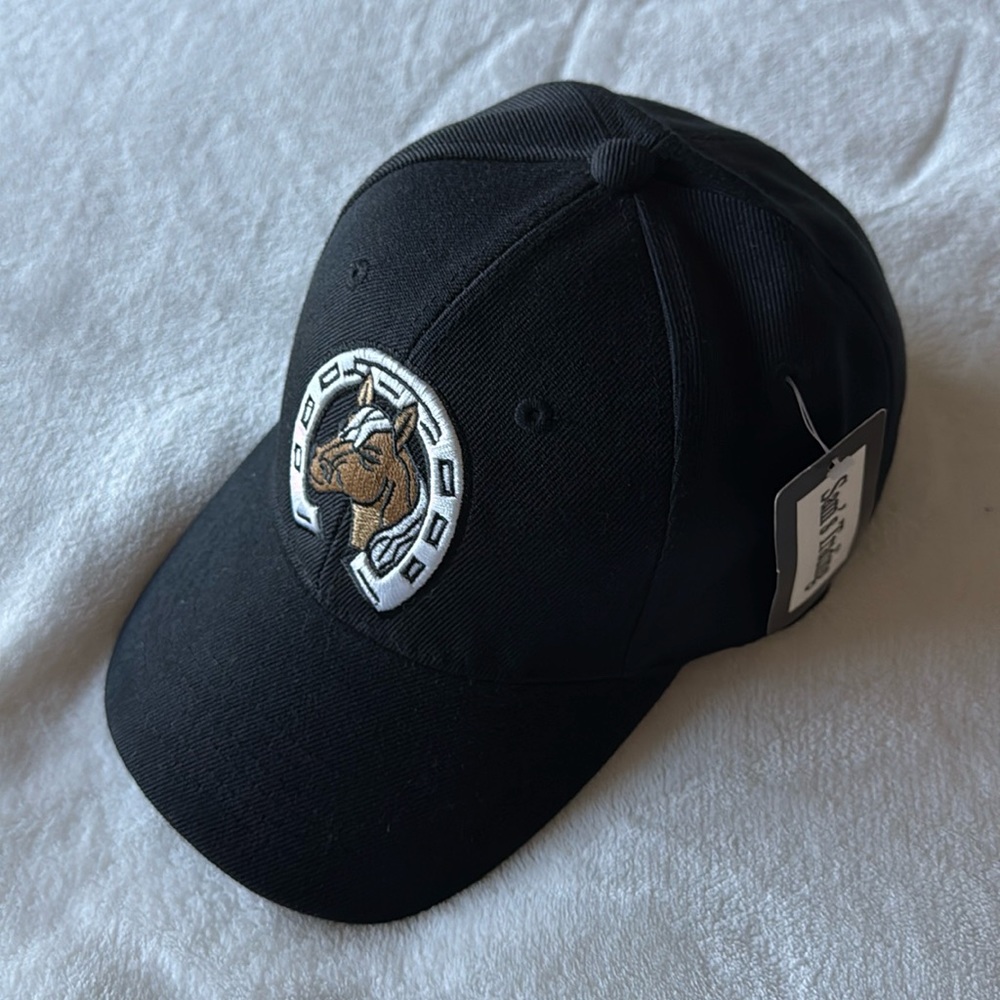 Sam's Black Caballo horse horseshoe cap adjustable
